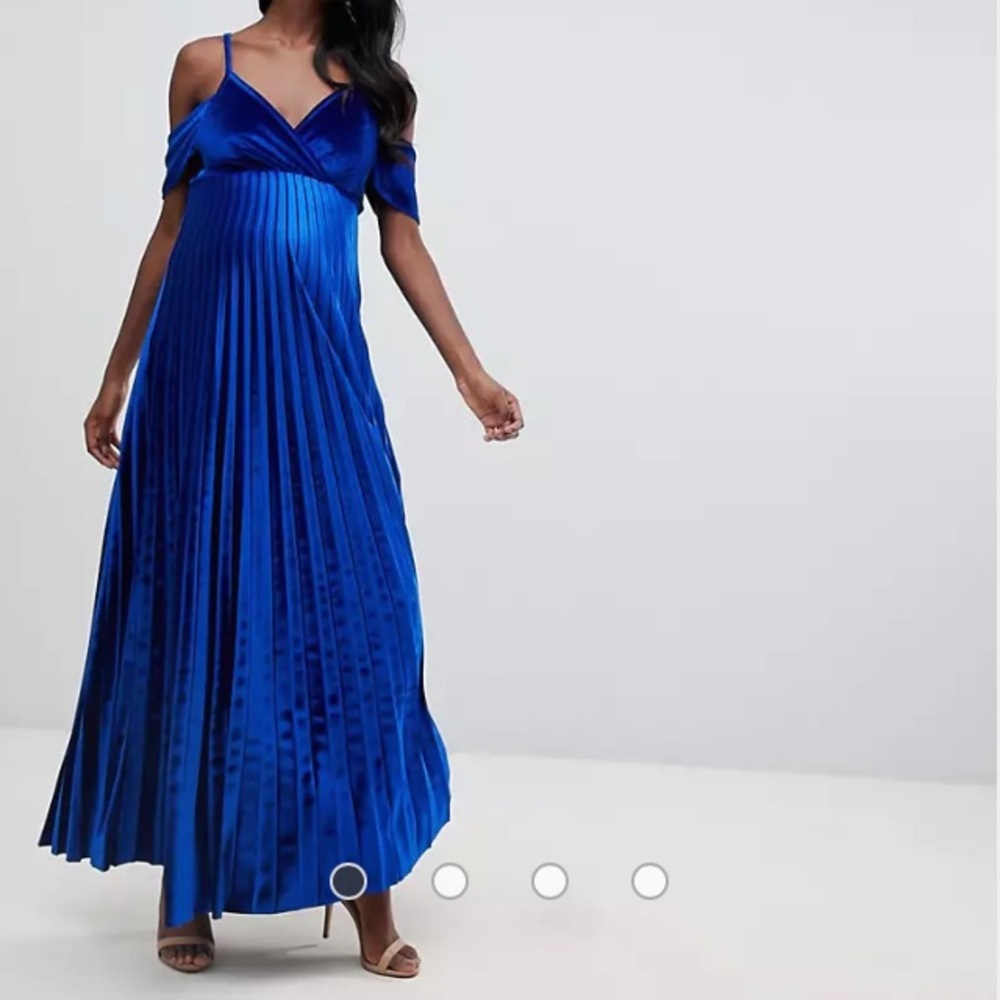 ASOS Design Maternity Pleated Cowl Neck Maxi Dress